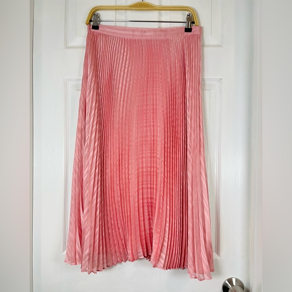 Club Monaco Pink Pleated Midi Skirt Size 8 - Picture 2 of 7